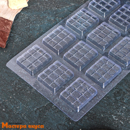 Форма для шоколада пластиковая ВКУСНАЯ ПЛИТКА ШОКОЛАДКА, (12 ячеек) 22*13см