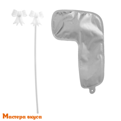 Топпер-шар самонадувающийся с палочкой- 7, серебро h-15см