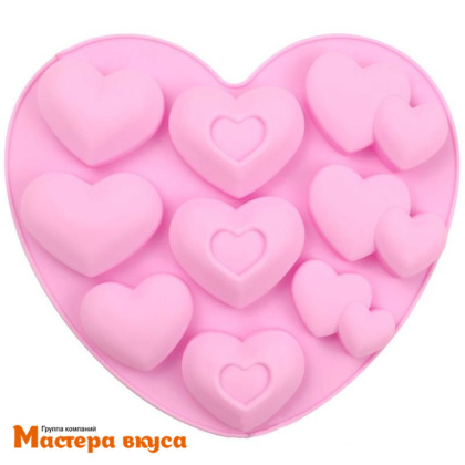 Форма для шоколада силиконовая  СЕРДЦА (МАГИЯ СЕРДЕЦ), 9 ячеек