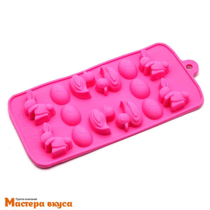 Форма для шоколада силиконовая  ЗАЙЦЫ, УТКИ, ЯЙЦА, (14 ячеек) 22*10,5*2 см