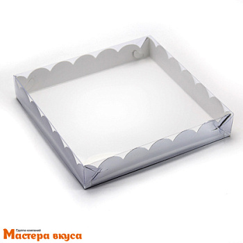 Упаковка для пряников и печенья с прозр. крышкой 155*155*35 мм (серебро) (2-д)