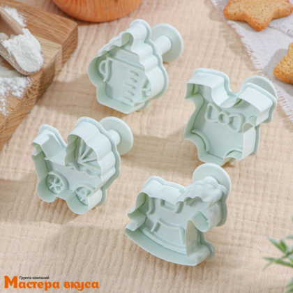 Вырубка-плунжер с выталкивателем МАЛЫШОК, ~5*5 см, (набор 4 шт)