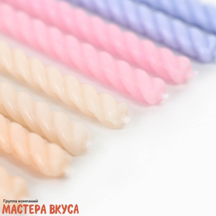 Свечи набор, Спираль Палитра Розовая, (набор 8 шт), h-7см