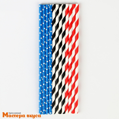 Трубочки бумажные, 20 см (упак 12 шт) разноцветные "Пати"