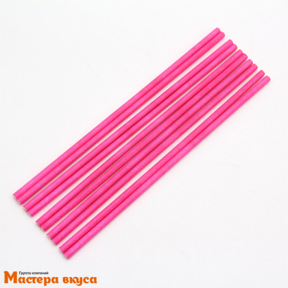 Палочки для кейкпопсов и леденцов (бумажные), 15 см, розовые (упак 10 шт)