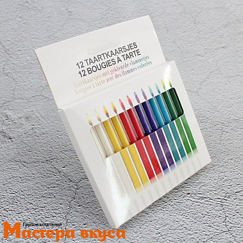 Свечи  ЦВЕТНОЕ ПЛАМЯ (Be Happy), разноцветные, (набор 12 шт), h-10 см