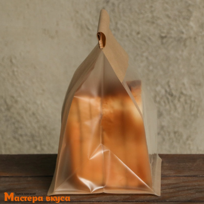 Пакет бумажный 160*130*260 мм, с окном, прямоугольное дно, (крафт)