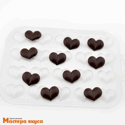 Форма для шоколада пластиковая СЕРДЦА ШОКО ГЕО №3 , 28*21*5 мм