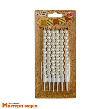 Свечи высокие Жемчужины, перламутр, (набор 6 шт), h-14см