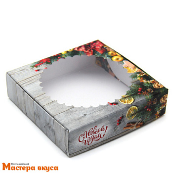Упаковка для пряников и печенья с окном 11,5*11,5*3 см  (Новогодний аромат)