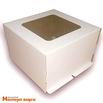 Короб для торта с окном 300*300*190 мм, белый (2-Д) АП