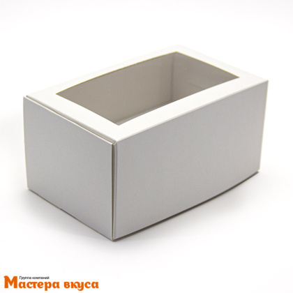 Коробка для  2 капкейков с окном, 160*100*80 мм, (белая) 