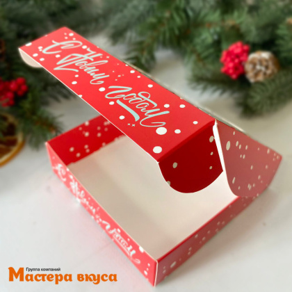 Упаковка для пряников и печенья с окном 11,5*11,5*3 см  (Новогодние чудеса)