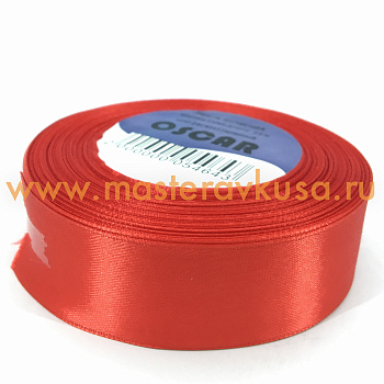 Лента атласная, КРАСНАЯ, 25мм, ~23м
