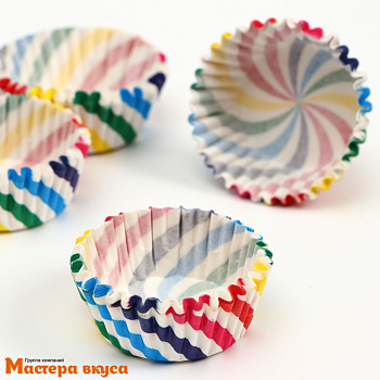 Капсула бумажная для конфет, d-3,5см  h-2см, РАДУЖНЫЕ ПОЛОСЫ (миниупак ~25-30 шт)