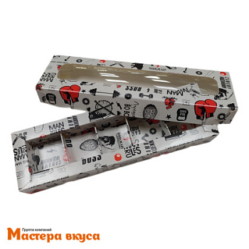Упаковка для конфет  5 шт с окном (крышка/дно) 235*70*30мм (BOSS/мужская) (3-д)