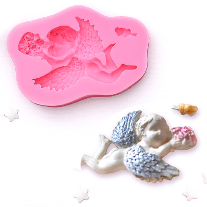 Молд силиконовый АНГЕЛ С БУКЕТОМ, 9,3*6*1,9 см