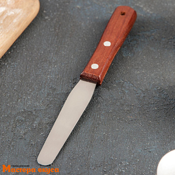 Палета прямая металлическая 10 см, с деревянной ручкой (спатула)