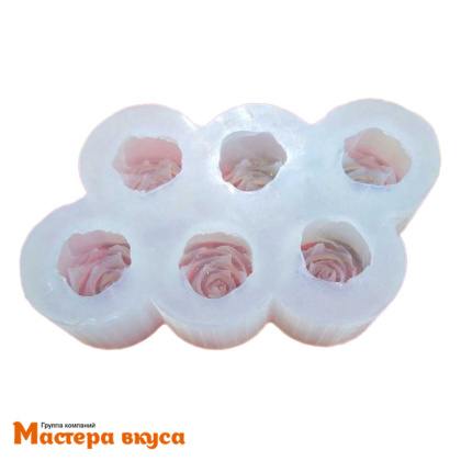 Молд силиконовый  3D РОЗА 6в1, изд d40 мм h32 мм (~30гр)