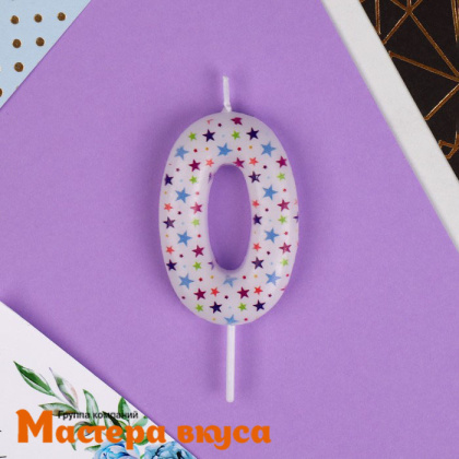 Свеча-цифра "Искры" белая (h-5,5см)  - 0 