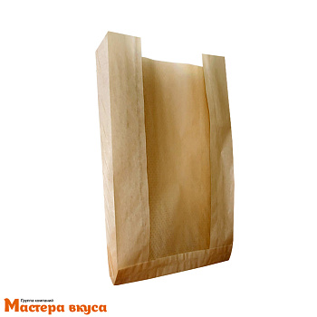 Пакет бумажный 310*170*80 мм, с окном 85 мм, (крафт)