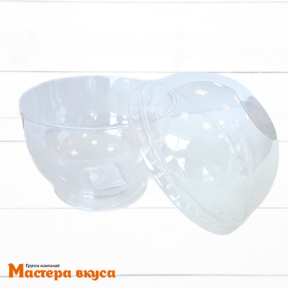 Креманка-стаканчик  с крышкой КРИСТАЛЛ купол, 200 мл, D9см h6см (пластик)