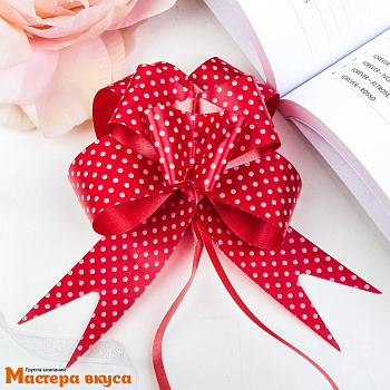 Бант-бабочка КРАСНЫЙ Горошек, (ш 3 см) d~9 см