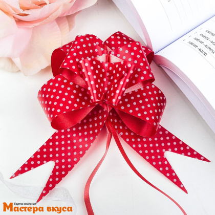 Бант-бабочка КРАСНЫЙ Горошек, (ш 3 см) d~9 см