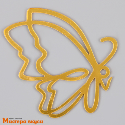 Зеркальное украшение БАБОЧКИ, вид сбоку, золото/серебро, пластик (набор 3 шт) ~7*6 см