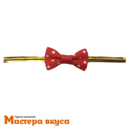 Твист-лента бант КРАСНЫЙ в горошек, 8 см, (упак 10 шт)