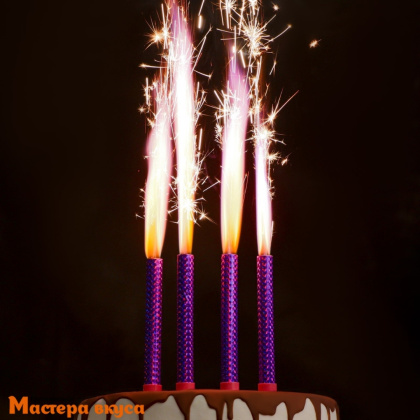 Фейерверк, холодный фонтан 12 см, РОЗОВЫЕ ИСКРЫ, цветное пламя, упак 4 шт 