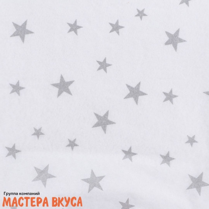 Бумага упаковочная тишью "Звёзды", серебро на белом 50*66 см (упак 5 листов) 