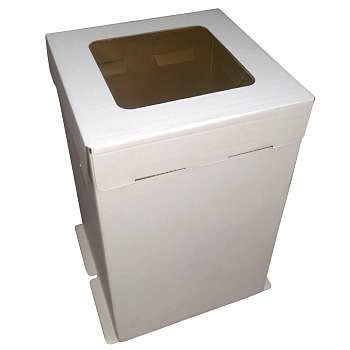 Короб для торта с окном 300*300*450 мм, белый (3-Д) АП