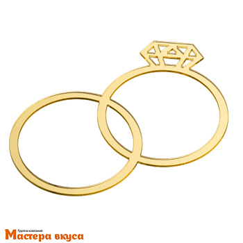 Зеркальное украшение ОБРУЧАЛЬНЫЕ КОЛЬЦА, золото, ~9*6 см (без палочки)