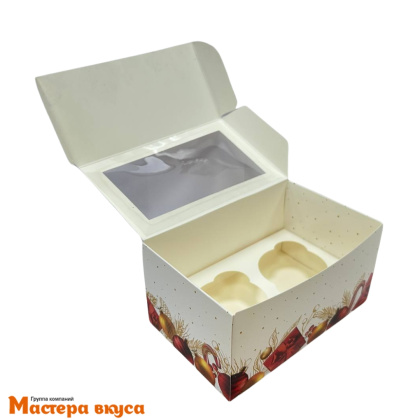 Коробка для  2 капкейков с окном, 160*100*80 мм  НГ (Подарочек)