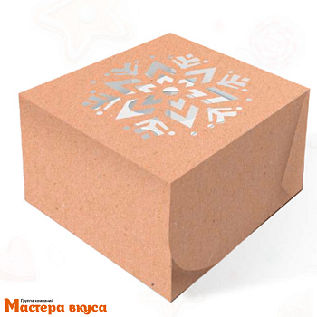 Коробка для  4 капкейков с окном, 160*160*100 мм  (Снежинка)