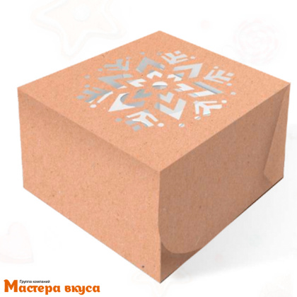 Коробка для  4 капкейков с окном, 160*160*100 мм  (Снежинка)