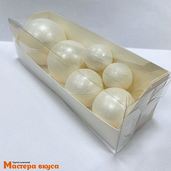 Фигурки из шок. глазури "Набор 6 шаров", ЖЕМЧУЖНЫЙ, d~5.5/ 4.5/ 3.5/ 2.5 см