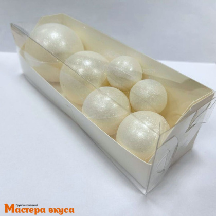 Фигурки из шок. глазури "Набор 6 шаров", ЖЕМЧУЖНЫЙ, d~5.5/ 4.5/ 3.5/ 2.5 см