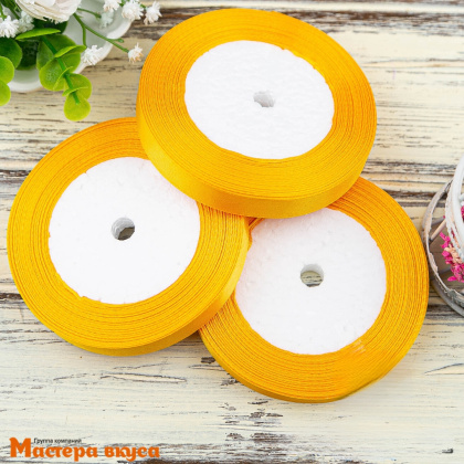 Лента атласная, ОРАНЖЕВАЯ, 12мм, ~23м