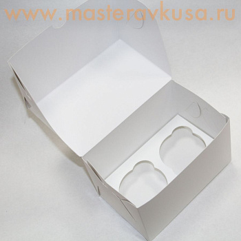 Коробка для  2 капкейков без окна, 100*160*100 мм (белая), PASTICCIERE