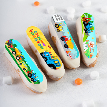 Фотопечать Синий трактор, для эклеров, №17