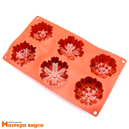 Форма силиконовая СНЕЖИНКИ, (6 ячеек) ячейка 7,5*4 см 