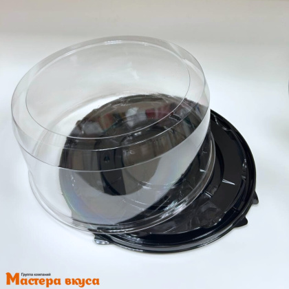 Контейнер круглый, D270 h130 мм, (комплект дно черное/крышка) ПР-Т-270/130