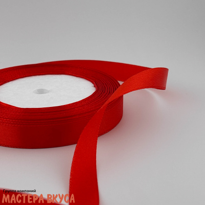 Лента атласная, КРАСНАЯ, 12мм, ~25м