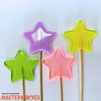 Карамель леденцовая на палочке ЗВЕЗДА однотонная, цвета микс, d~5 см 