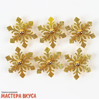 Декор прищепки   "Новогодние снежинки", (набор 6 шт)
