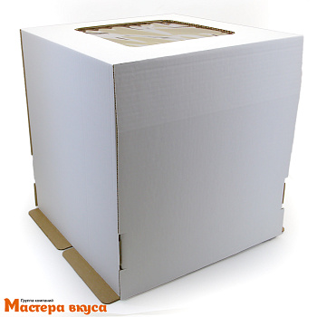 Короб для торта с окном 320*320*350 мм, белый (2-Д) АП