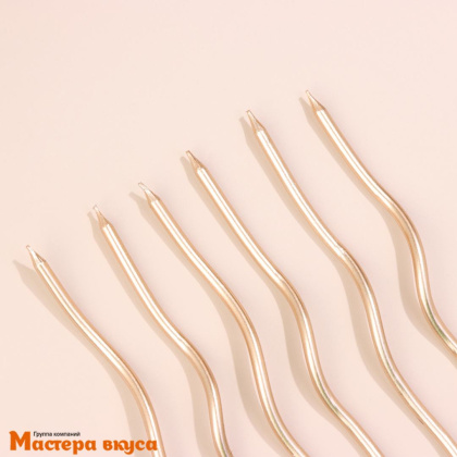 Свечи высокие Волна шампань, (набор 6 шт), h-12см