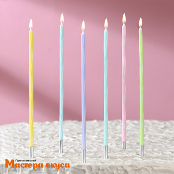 Свечи средние, Пастельные микс, (набор 7 шт), 11,5 см